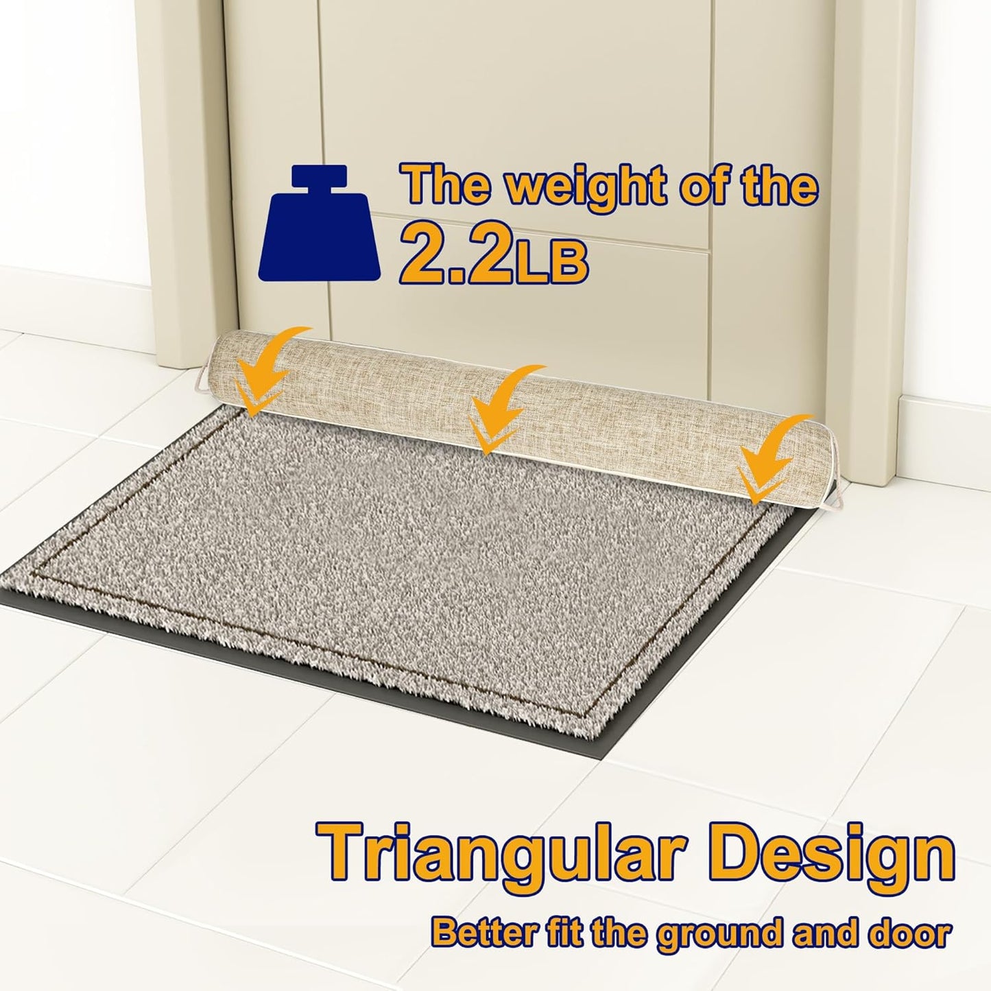 NABOWAN 30" Weighted Under Door Draft Stopper -Triangular Door Draft Blocker with Hook Loops for Easy Install, Save Energy, Home Room Essentials