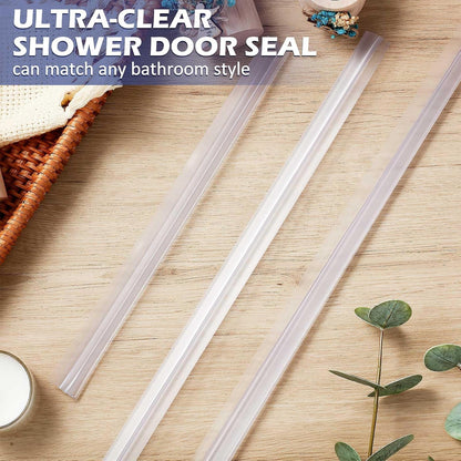 Frienda 2 Pcs Shower Door Bottom Seal 3/8" x 36'' Clear PVC Glass Door Sweep Shower Frameless Seal Strip for Replacement Stopping Leaks and Creating Water Barrier