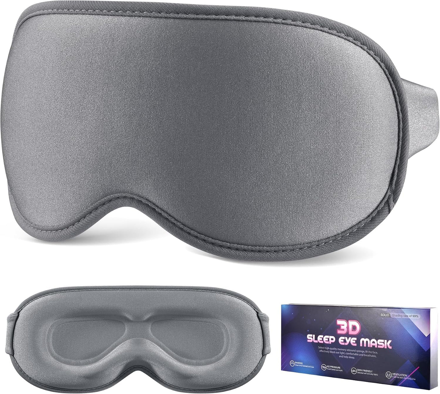 Sleep Mask for Side Sleeper Women Men, Eye Mask for Sleeping Light Blocking, 3D Contoured Cup Sleeping Mask, Soft Breathable Sleep Eye Mask with Adjustable Elastic Strap for Travel (Pastel Blue)