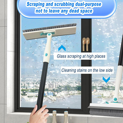 Grout Brush with Long Handle V Shape Floor Scrub Brush Stiff Bristle Grout Scrubber for Cleaning Bathroom Garage Kitchen Wall Tub Tile (1, White)