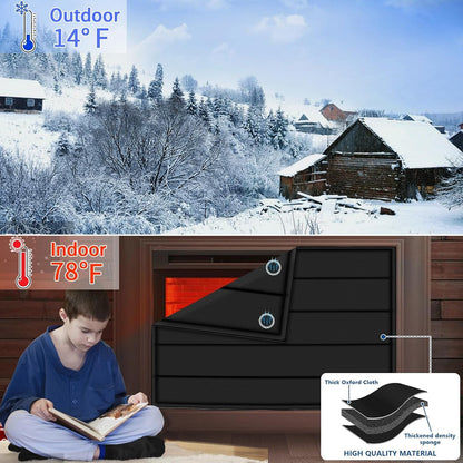Magnetic Fireplace Cover 39"x32" Fireplace Draft Stopper Blocker Indoor | Fire Place Cover with Built-in 12 Strong Magnet for Iron Fireplace Frame Fireplace Screen