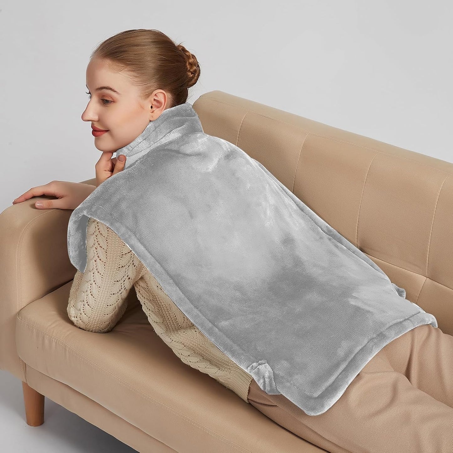 Ruqiji 19" x 24" Weighted Neck&Shoulder Heating Pad, 2.5lbs with 12 Temperature Settings&Countdown Timer,Pain Relief for Neck/Shoulders/Menstrual Pain(Dark Gray)