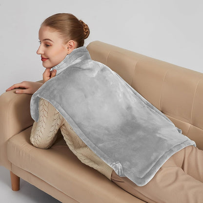 Ruqiji 19" x 24" Weighted Neck&Shoulder Heating Pad, 2.5lbs with 12 Temperature Settings&Countdown Timer,Pain Relief for Neck/Shoulders/Menstrual Pain(Dark Gray)