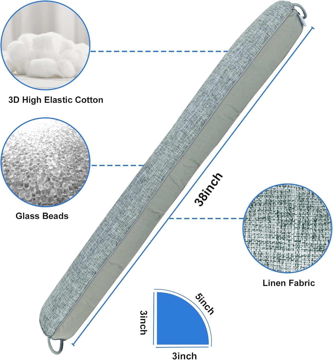 NABOWAN Weighted Door Draft Stopper — Triangular Under-Door Gap Filler for Gaps up to 3", Wind Noise Blocker, Energy Saver for Home Room Essentials, 32 Inch Gray