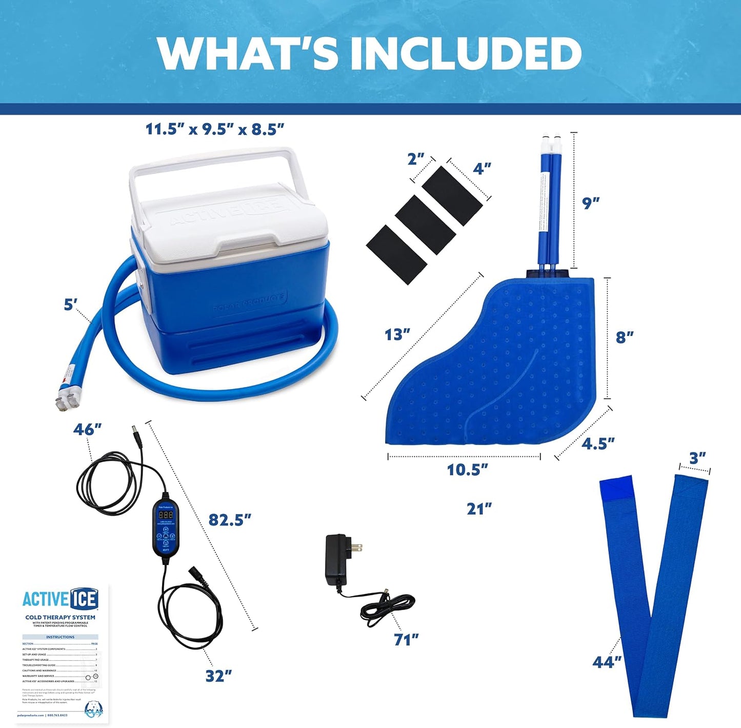 Polar Active Ice 3.0 | 9 QT Cold Therapy Ice Machine | Programmable Timer | Full Circumference Knee Pad | Cryotherapy Pain Relief System | Ace Bandage Style Compression