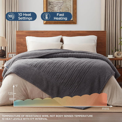 Westinghouse Electric Blanket Heated Throw, 6 Heat Settings, Grey
