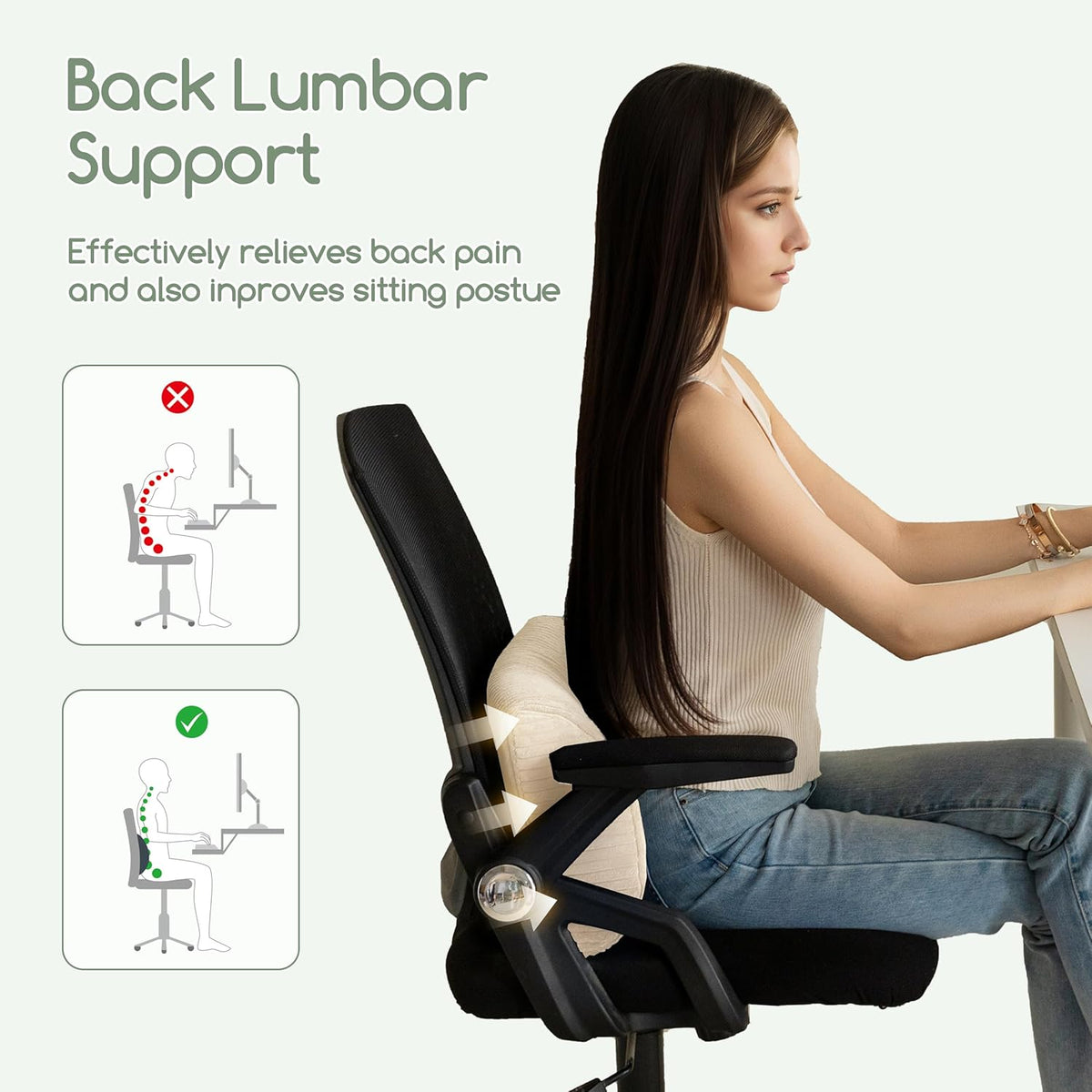 HIGOGOGO Lumbar Support Pillow for Recliner Chair/Accent Chair/Couch, Memory Foam Back Support Cushion for Elderly, Recliner Cushions for Back Rest, Pain Relief, Reading, Washable Cover, Brown