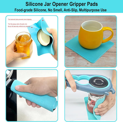 Jar Opener for Weak Hands, Seniors with Arthritis, 5 in 1 Bottle Opener | Multi-use Lid Opener Set with Non-slip Rubber Gripper Pad & Wine Opener, Great for Senior Parents, Grandparents or Loved Ones