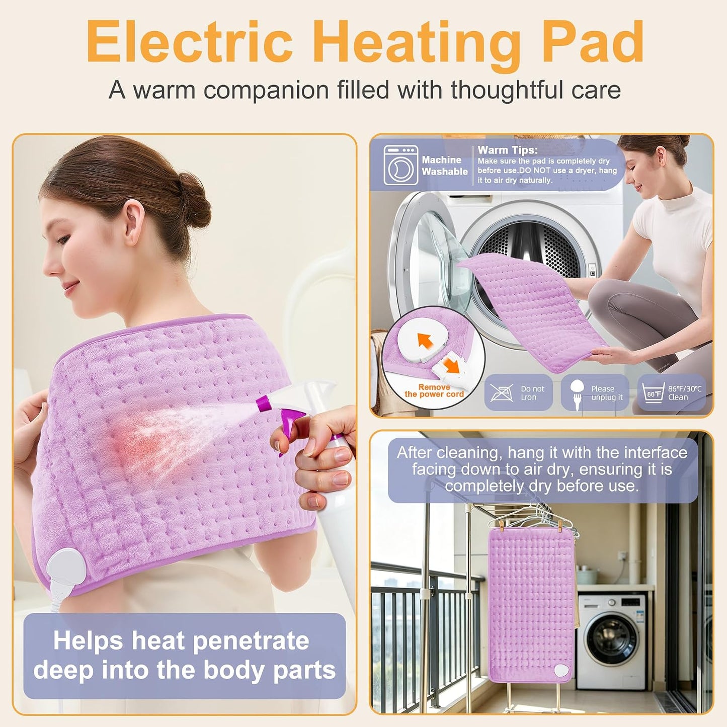 Heating Pad,Heated Blanket,Heating Pad for Back Neck,Grey,24x12 Inch | Electric Heating Pad,Dry/Moist Heat Heating Pads,Heating Pads for Shoulder,Abdomen,Heat Pad for Women Men,Birthday Gift