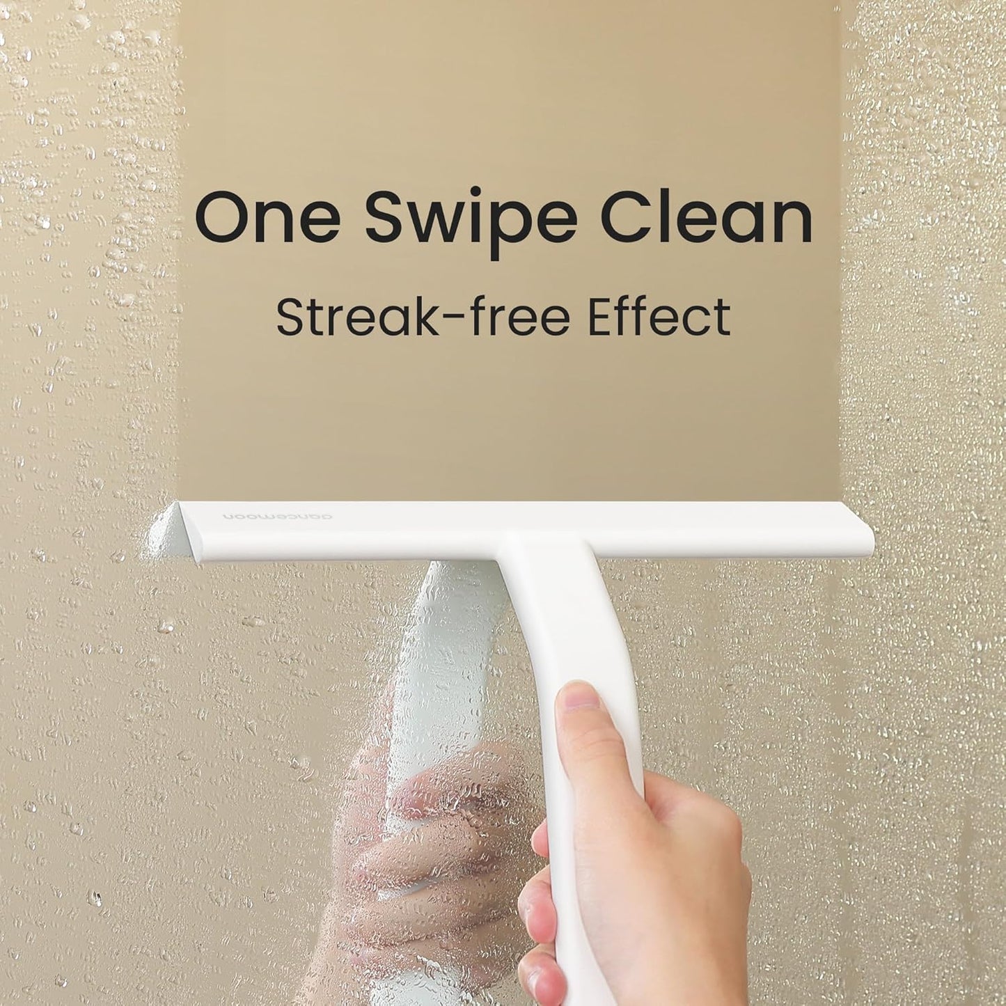 JustHang Shower Squeegee with Built-in Hook, 10-Inch Black | Award-Winning Design, All-One-Piece Soft-Touch Silicone, for Glass Door, Bathroom, Window, Mirror, Tile Wall, Car