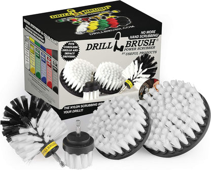 Drillbrush Electric Nylon Drill Brush Attachment Set for Bathroom Cleaning | Power Scrubber Brush Kit for Bathtub, Shower & Tile - Grout Cleaner Kit - All-Purpose Household Cleaning Brushes for Drill