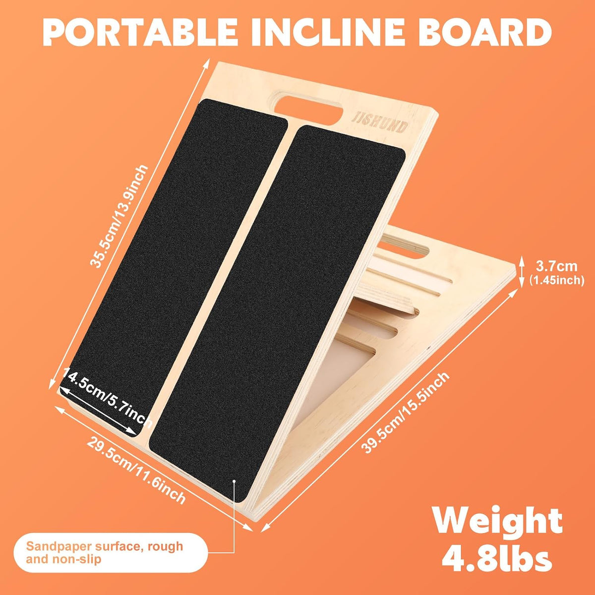 Portable Slant Board for Calf Stretching, Adjustable Wooden Calf Stretcher Incline Board, Calf Stretch Board for Squats Leg Knees Heel Ankle Stretching