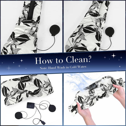 LC-dolida Sleep Mask with Bluetooth Headphones, Extra Large Silk Eye Mask for Sleeping Side Day Sleepers, Sleep Headphones Bluetooth 5.4 for Women Men with Thin Speaker, Blackout, Comfort, Microphone