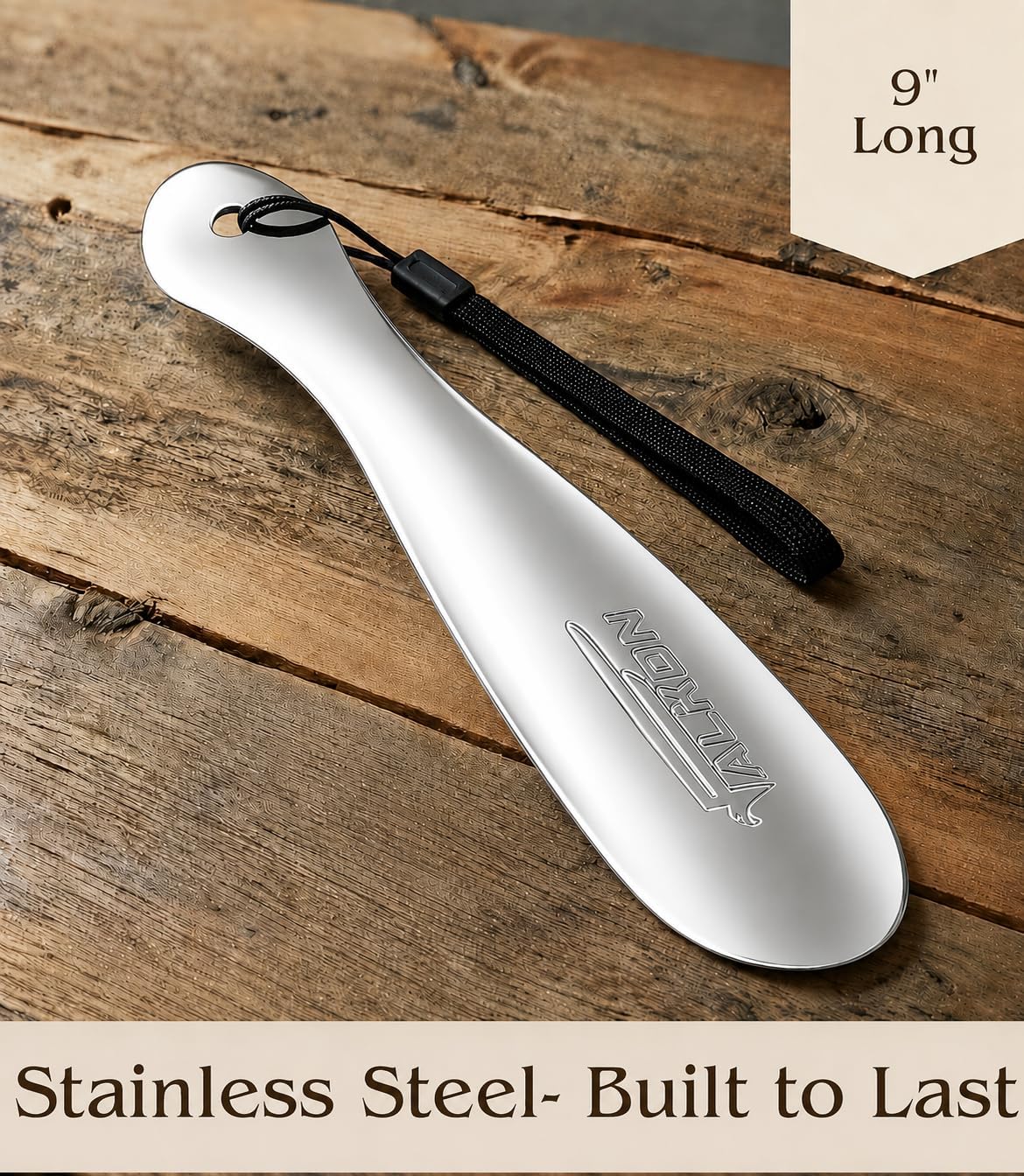 FALKON 9" Metal Shoe Horn – Heavy-Duty Stainless Steel Shoehorn for Men & Women, Compact Travel Shoe Helper
