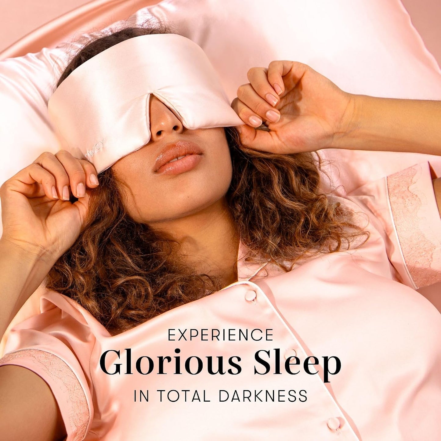 DROWSY Silk Sleep Mask - Face-Hugging, Padded Cocoon for Luxury Sleep in Total Darkness - 100% Pure Mulberry Silk, Skin-Hydrating & Adjustable (Midnight Blue)