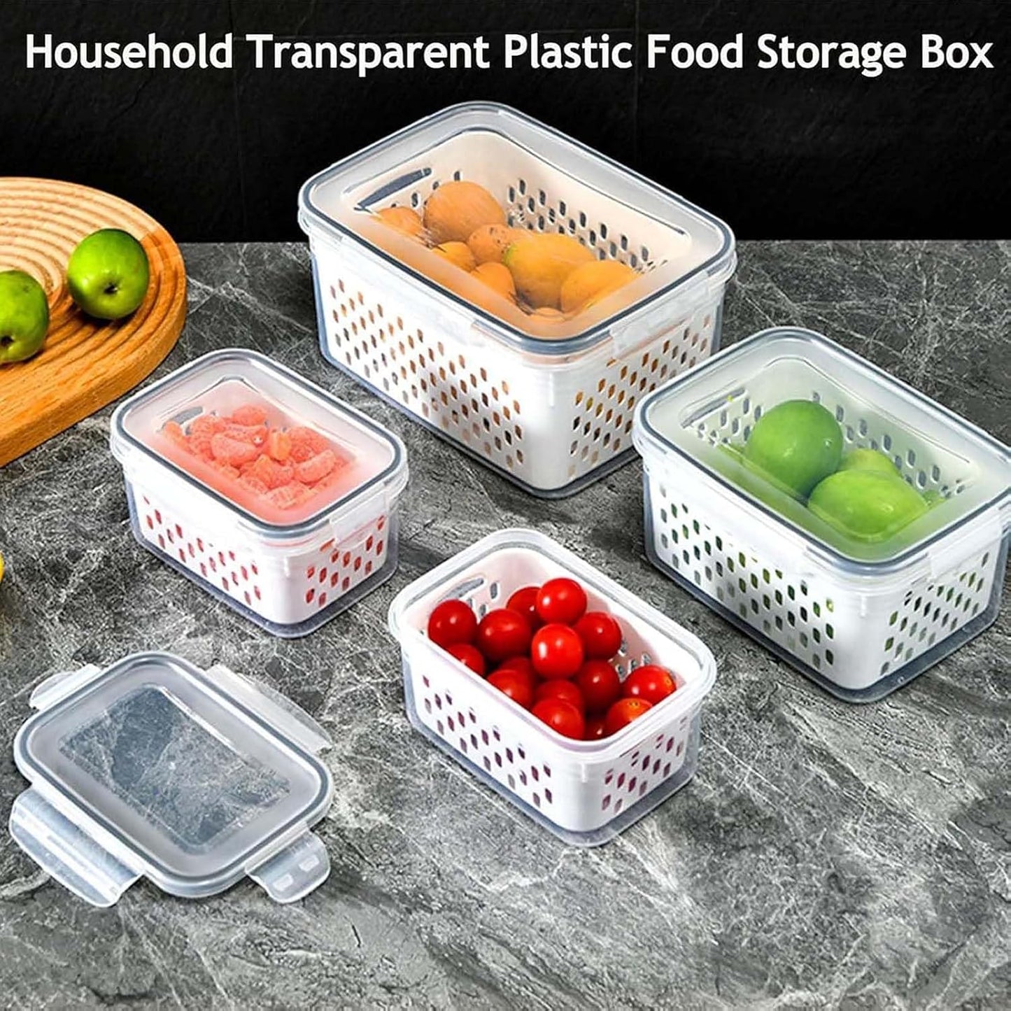 4-in-1 Produce Saver Containers - Fresh Berry Keeper with Removable Colander & Airtight Lid - Stackable Fruit and Vegetable Fridge Organizer Bins - BPA-Free Plastic Food Storage (3pcs)