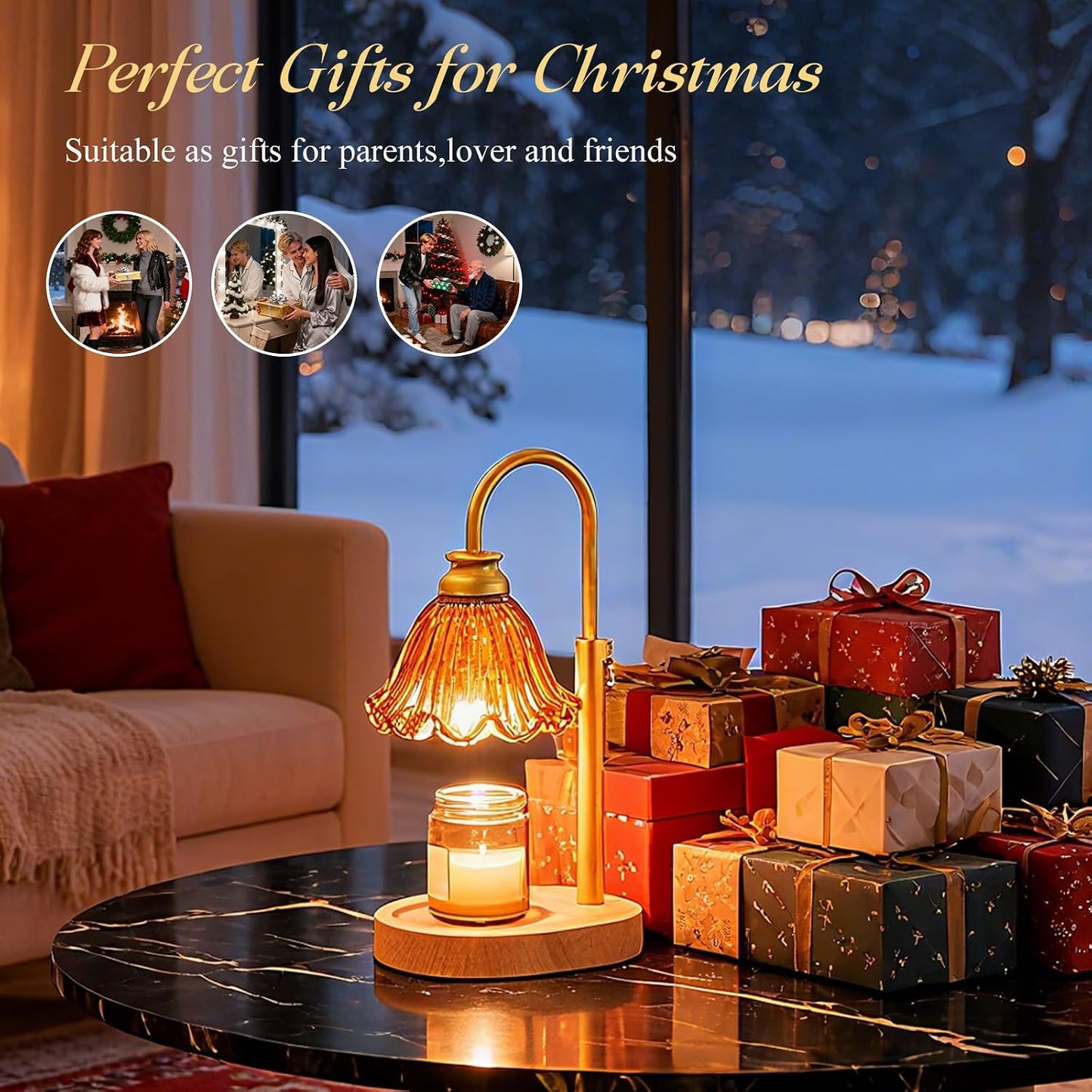 Flower Candle Warmer Lamp,Adjustable Timer & Dimmer(Green) | Adjustable height fits jars. Timer & dimmer safe melt. 2 bulbs & heat-proof base. Perfect for bedroom, office, or gifting.