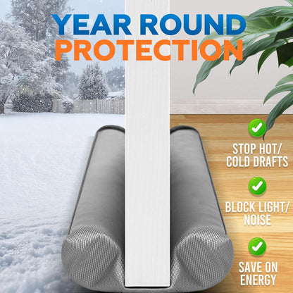 Comfyanno Under Door Draft Stopper - Bottom Door Gap Filler & Seal - Fits 30” to 36” Door, Double Side Block Noise, Sound, Air, Bugs, Dust, Easy to Install, No Adhesive, Black