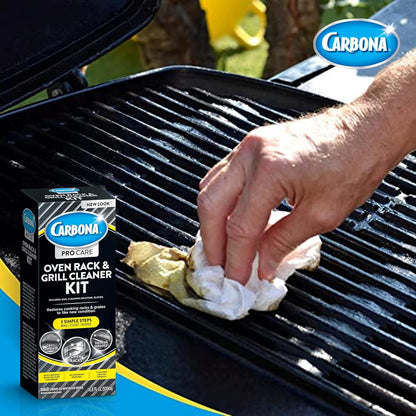 Carbona Oven Rack & Grill Cleaner Kit, Includes Bag & Gloves, Eliminates Thick Grease, Grime & Baked-On Food, Unscented Formula, No Scrubbing Required