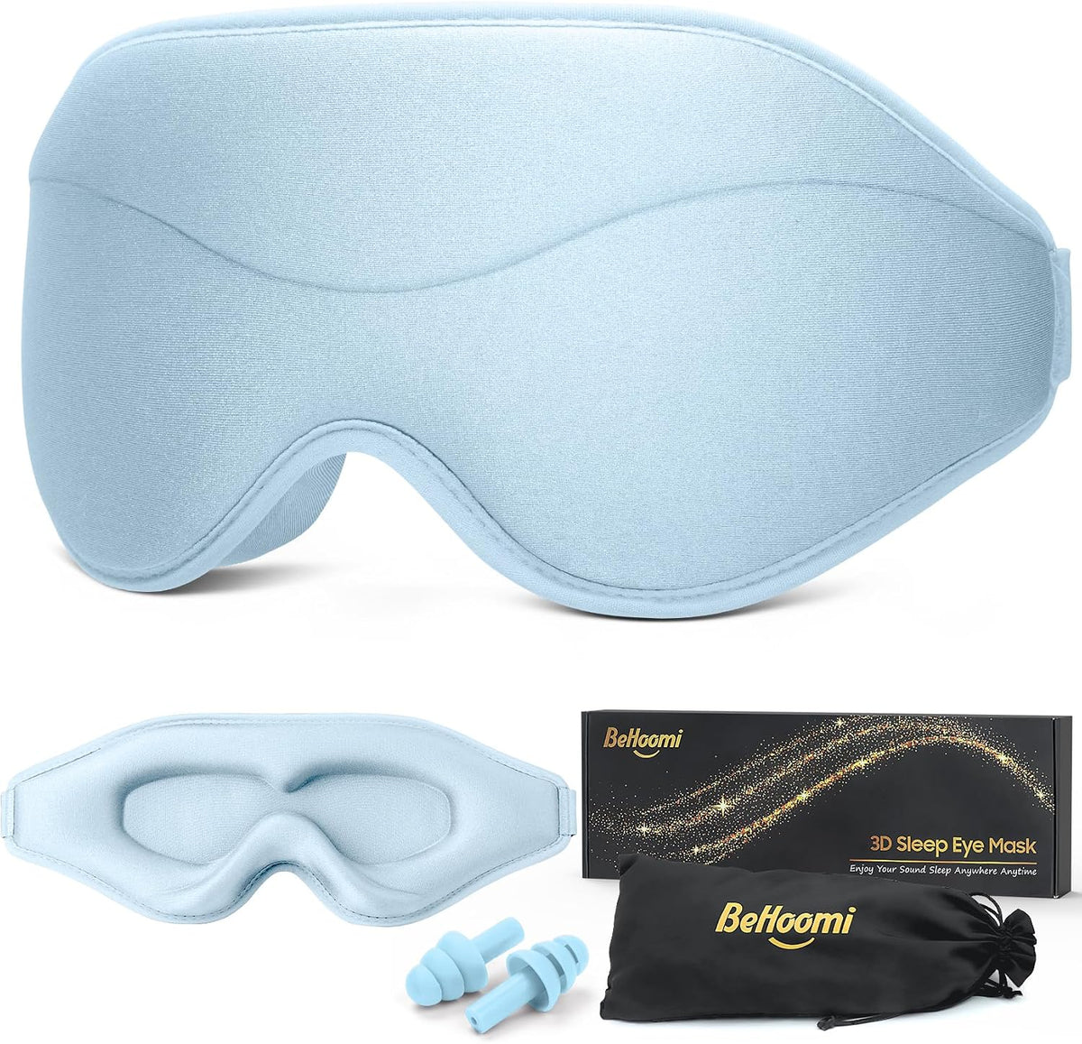 BeHoomi Sleep Mask, Premium Eye Mask for Sleeping, Total Blackout, Super Soft Comfort, Adjustable Fit, Upgraded 3D Ergonomic Designed Sleeping Mask for Home, Office, Travel, Meditation, Yoga, Pink