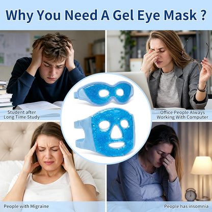 2PCS Gel Eye Mask & Cooling Face Mask for Reducing Puffiness, Bags Under Eyes, Redness, Dark Circles, Cold/Hot Eye Mask for Gift for Women Pack with Soft Plush Backing
