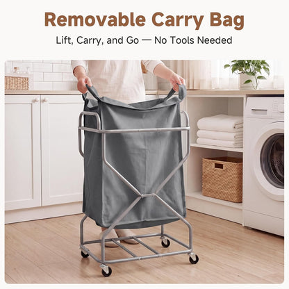 StorageWorks 2 Section Laundry Sorter with Wheels, 160L Beige Hamper Basket | Beige Divided Hamper, Rolling Organizer for Bedroom, Bathroom, College, Apartment