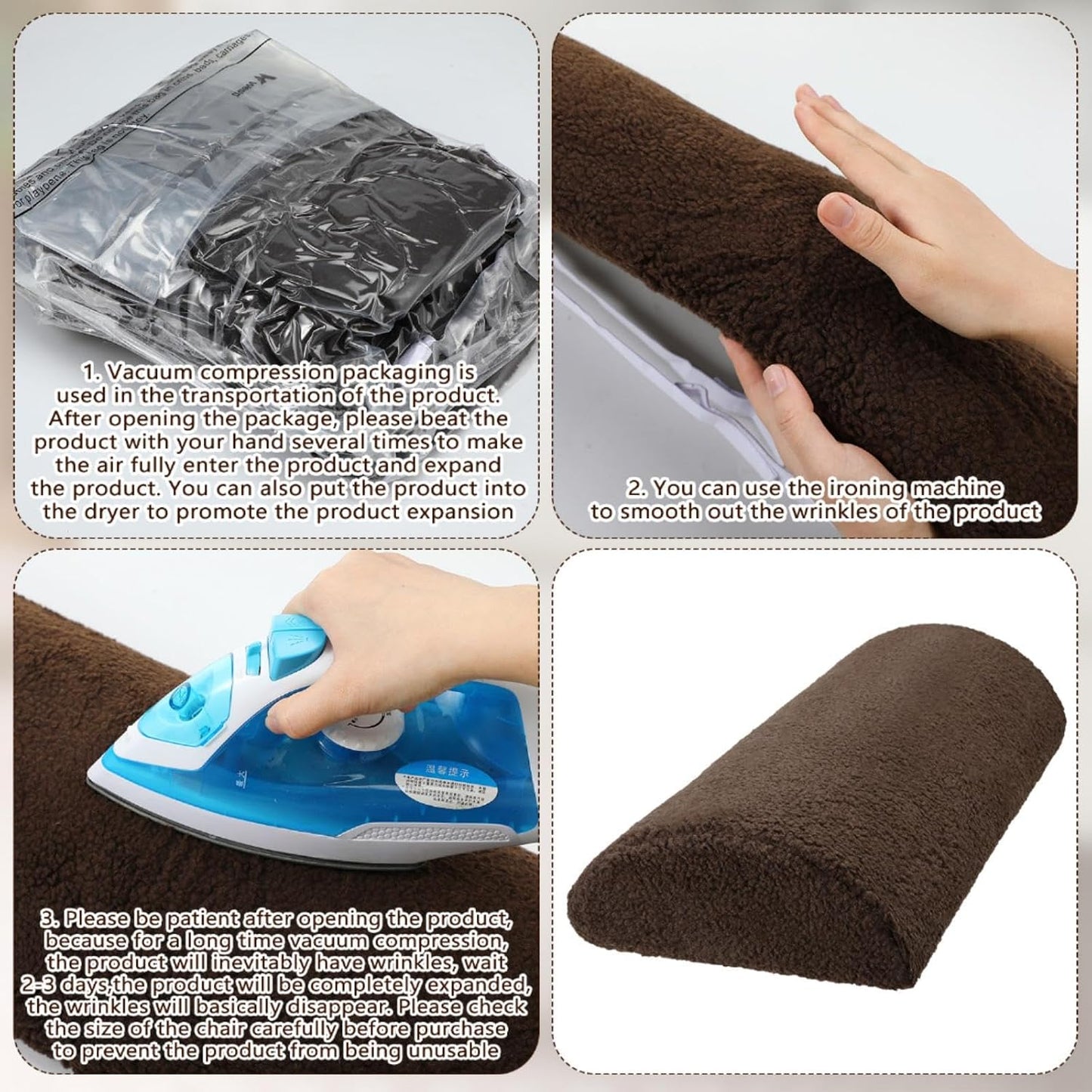 Wesiti Recliner Foot Pillow Cushion High Resilience Sherpa Memory Foam Bolster Sleeping Rest Multipurpose Half Roll Leg Pillow Suitable for Bed Chair Sofa Headrest Back Lumbar Leg Support(Dark Gray)