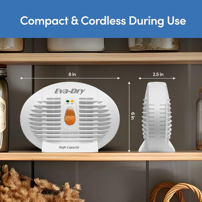 Eva-Dry E-500 Renewable Silica Gel Dehumidifier, 2-Pack, No Batteries | Cordless, plug-in to renew | 500 cu ft each | Gun safes, closets, bathrooms, boats, RVs | Reusable up to 10 years