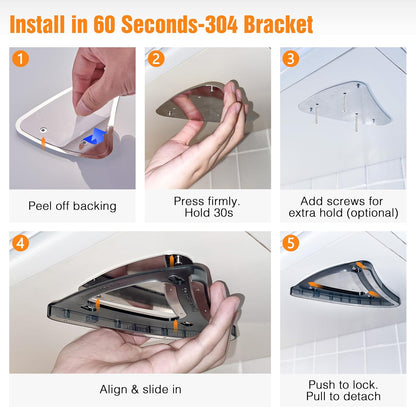 Uinxan Patented 2-in-1 Jar Opener - Magnetic Fridge Storage | Handheld & Cabinet Mount Bracket, Opens All Lids 0.6"-4.9" & Odd Shapes Caps, 304 Stainless Steel (Blue)