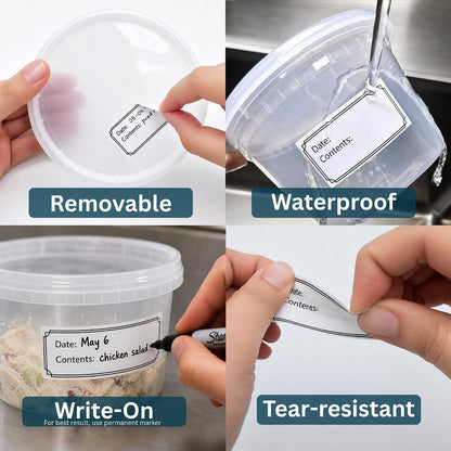 Pantry Labels for Containers, Waterproof Date & Contents Food Labels, 1" x 2" (25.4 x 50.8mm), 500/Roll, Writable