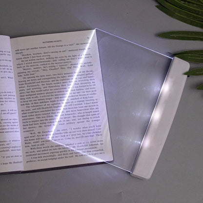 Juesi Flat Book Light Page Book Light for Reading in Bed at Night Clear LED Book Full Page Light Illuminator Panel Plate Lamp Board Wireless (White)