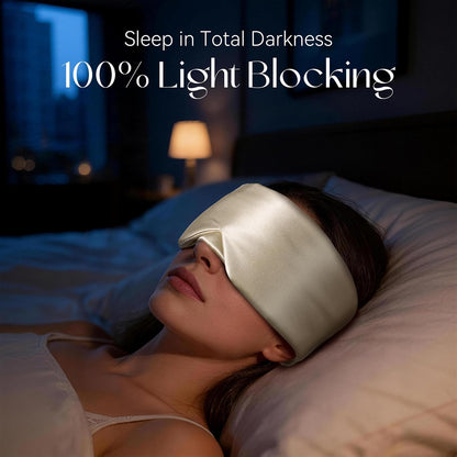Silk Sleep Mask 22 Momme 100% Mulberry Silk & 3.5cm Silk Hairband Set for Side Sleeper Women Men,Light Blocking Nose Pad, Adjustable Silent Strap,Eye Mask fo Home & Travel Use (Pink)
