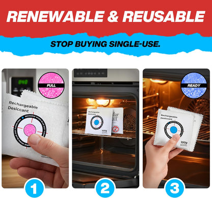 Rechargeable Silica Gel Dehumidifier 50g, Reusable Gun Safe Absorber