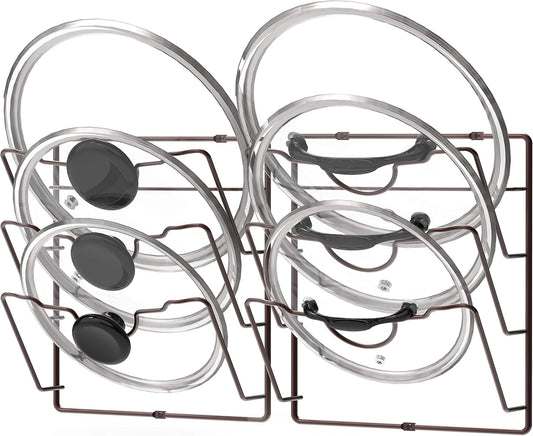 Simple Houseware 2-Pack Door/Wall Mount Pot Lid Organizer Rack, Chrome | Cabinet Door / Wall Mount, 9.5" W x 4.5" D x 11.5" H