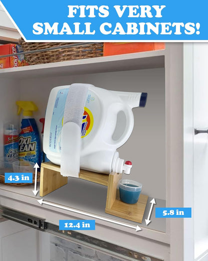 Liquid Laundry Detergent Holder Stand with Drip Tray - 1 Pack - Black | Easy Pouring, Rubber Feet, Angled Stand, Fabric Softener Dispenser for Laundry Room Organization & Storage