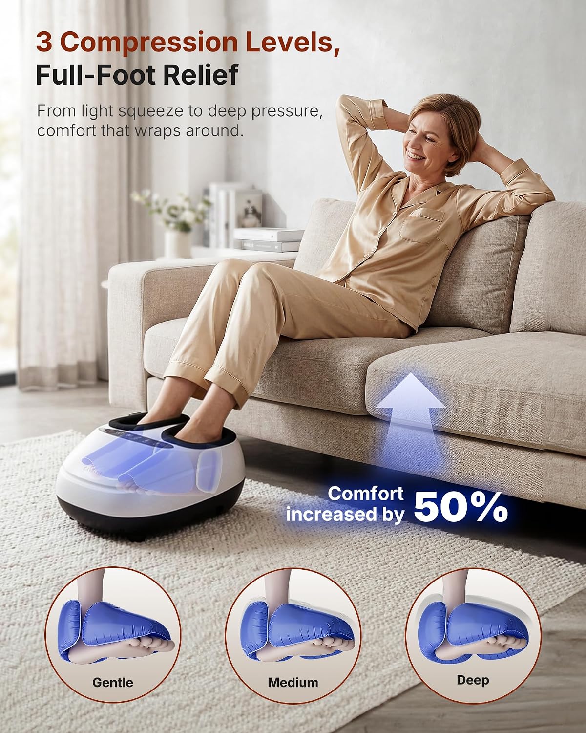 KNQZE Shiatsu Foot Massager with Heat for Plantar Fasciitis, FSA Eligible | Deep Kneading Shiatsu Massage, Multiple Heat & Compression Levels, Remote Control, Fits Men's Size 13, Gift for Women Men Mom