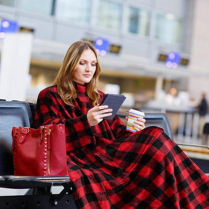 Solaris Wearable Blanket with Sleeves for Adults, Softness Comfort Warmth Fleece Gift for Women Men, Snuggy Body Throw TV Blanket for Home Office Lounge, Gift for Your Lover