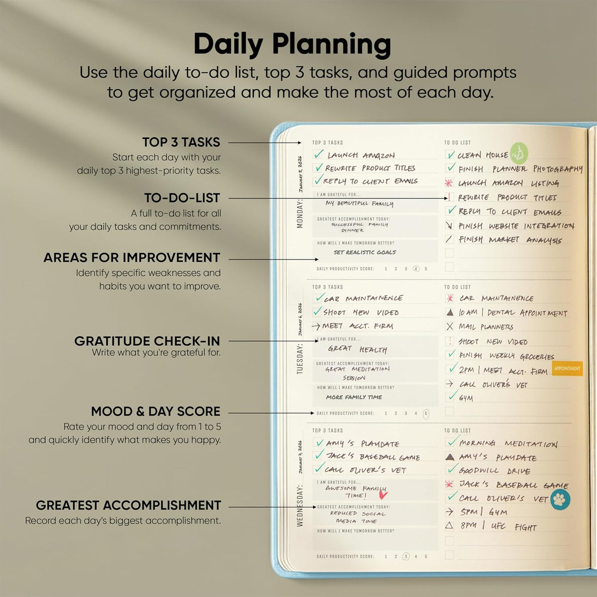 Dated, 2026 Planner, 5.8” x 8.3” - The #1 Productivity Planner to Achieve Your 2026 Goals - Planner 2026-2027 by PRODUCTIVITY STORE (A5, GREY)