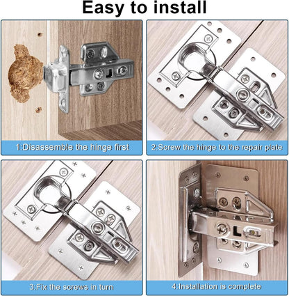 Hinge Repair Plate,10PCS Cabinet Hinge Repair Plate with Customized Screws,Stainless Steel Kitchen Cupboard Door Hinge Repair Brackets with Holes for Kitchen Cupboards Door