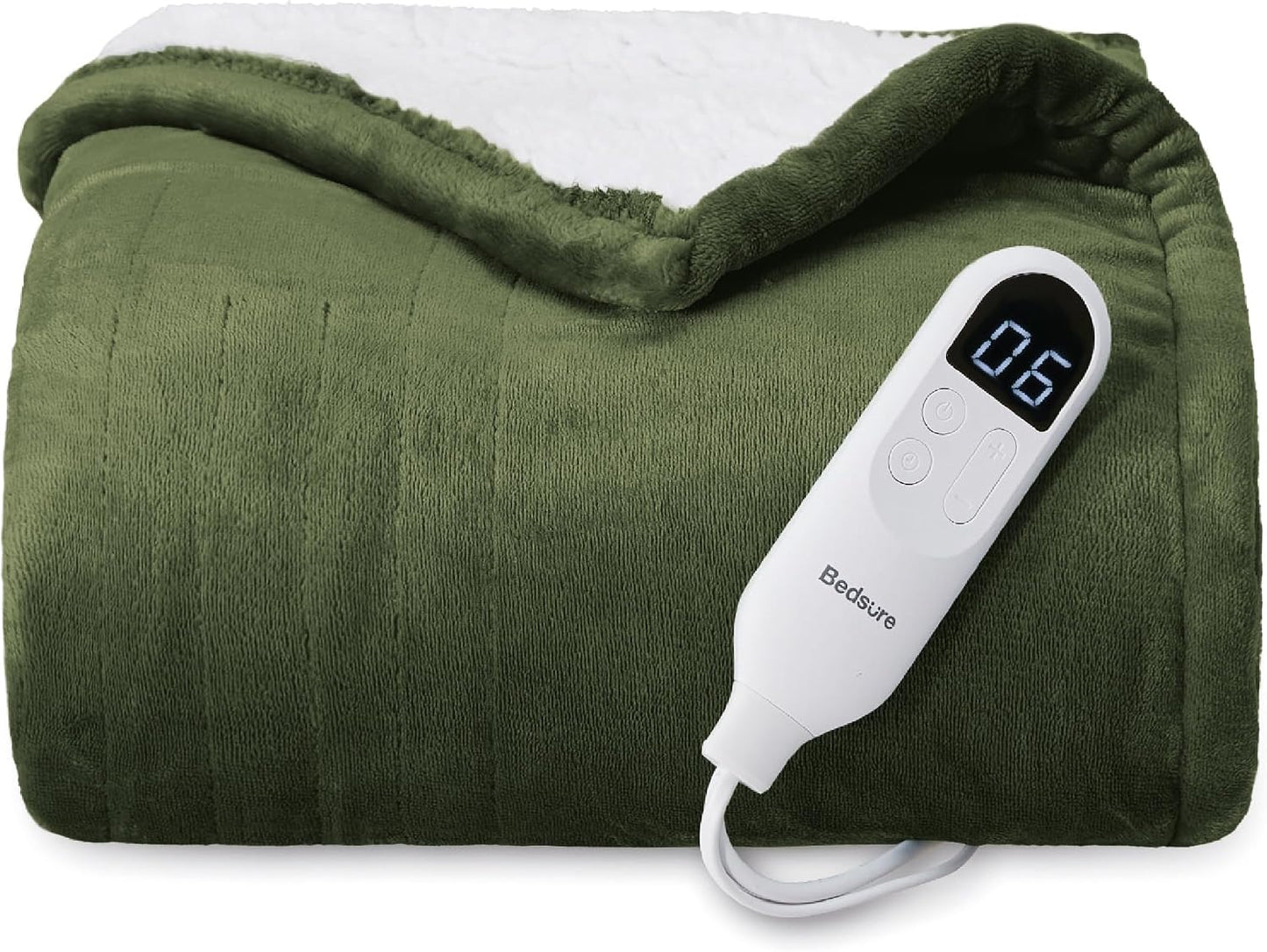 Bedsure Heated Blanket Throw Blanket with Preheat Function - Fast Heating Electric Blanket, Soft Flannel Throw with 6 Time Settings(Up to 10H), 6 Heating Settings, Gifts for Grandma (50"x60", Grey)
