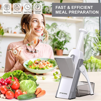 Safe Mandoline Slicer for Kitchen, Vegetable & Food Cutter (Only Slice) | Thickness Adjustable 0.1-8 mm, Potato Slicer for Chips, Easy to Clean, Kitchen Faster Slice, Dishwasher-safe (Light Grey)