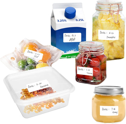 1000 Removable Food Labels, Water/Oil/Tear Resistant Blank Stickers with Perforation Line for Food Containers, Freezer, Fridge, Jars, Pantry, Organization (1” x 2”)