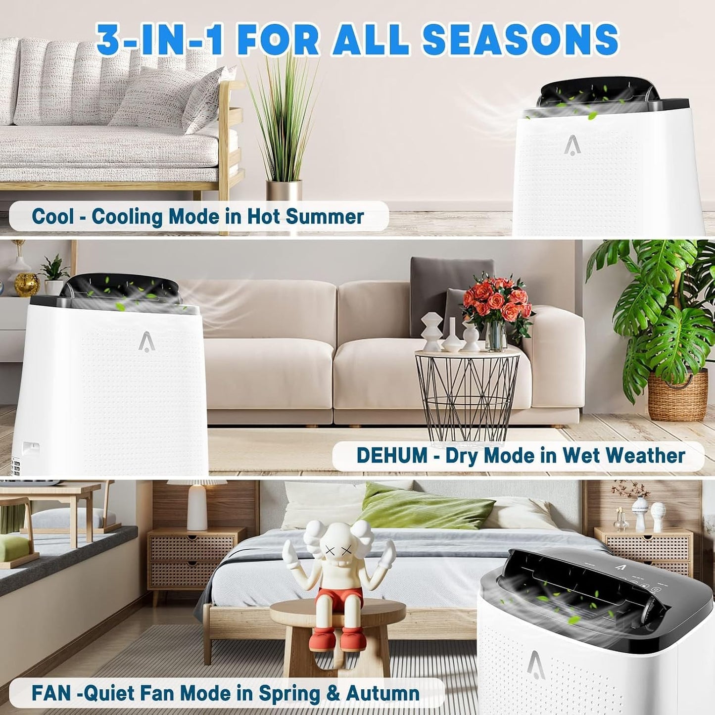 Garvee 14,000 BTU Portable Air Conditioner, 3-in-1 Portable AC for Rooms | Fast & Quiet Cooling for Rooms up to 750 Sq.Ft, Remote Control, LED Display Panel, Included Easy Install Window Kit
