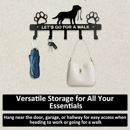 5-Hooks Dog Leash Holder for Wall,Key Holders Key Holder Leash Hooks | Metal, Wall Mounted, with Screws, Dog Accessory Holders, Pet Leashes Organizer, for Collars, Entryway, Hallway, Kitchen Decor