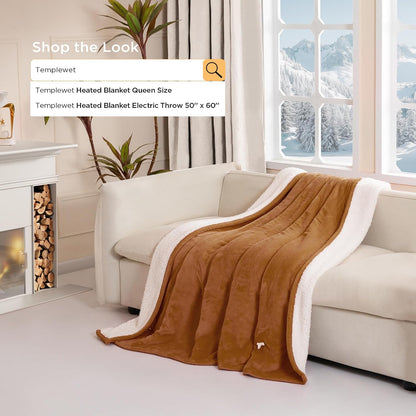 Templewet Heated Blanket Throw 50" x 60",Cute Electric Blanket,Racoon | Timer Settings,Auto Off,Soft Sherpa Heated Throw Blanket,Machine Washable,Fast Heating for Sofa Bed Office Use,Gifts for Mom