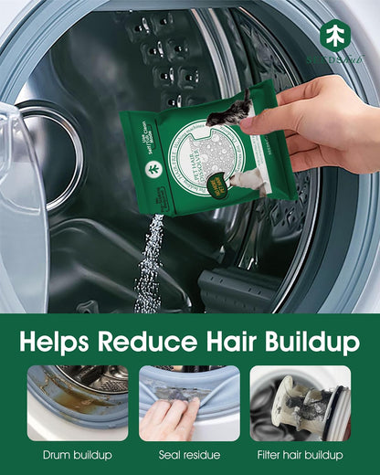 Washing Machine Cleaner for Pet Hair, 6-Month Supply | Pet Hair Dissolver Powder for Washer Drum & Pet Bedding, Removes Odor, Scale & Residue, HE/Front/Top Load, 6 Sachets