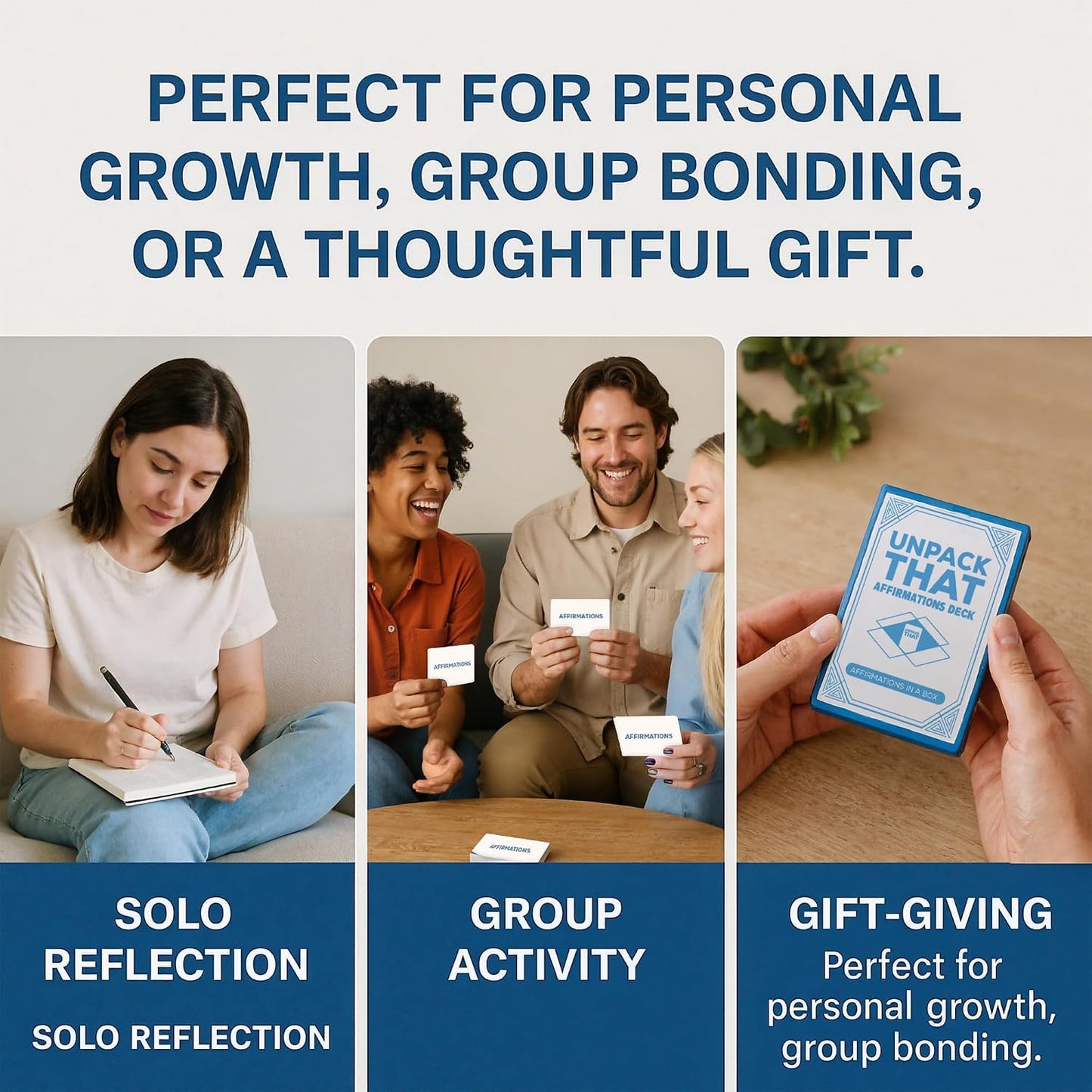 UNPACK THAT Self-Exploration Card Deck Personal Growth Cards - 100 Deep Questions for Self-Discovery, Mindfulness & Emotional Healing | Journal Prompt, for Her