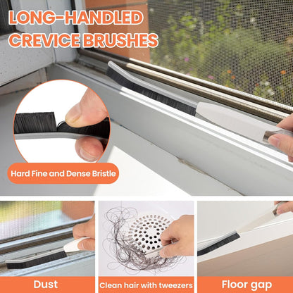 12pcs Window Track Cleaner Tool Set, Window Sill & Groove Cleaning Brushes with Hard Bristle Crevice Brush and Debris Pliers for Sliding Door Rails, Shower Door Tracks, Kitchen & Bathroom Gaps