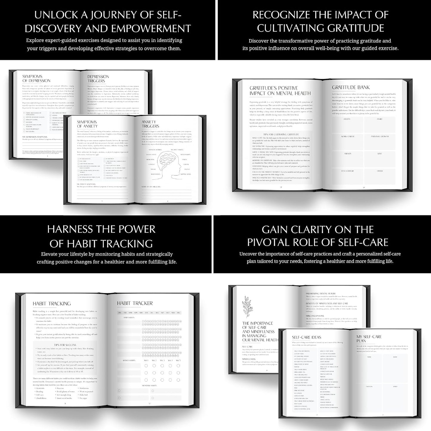 Mental Health Journal - 100-Day Guided Journal with Prompts for Self-Care, Mindfulness, Anxiety & Depression relief - Mood, Wellness & Emotions Trackers