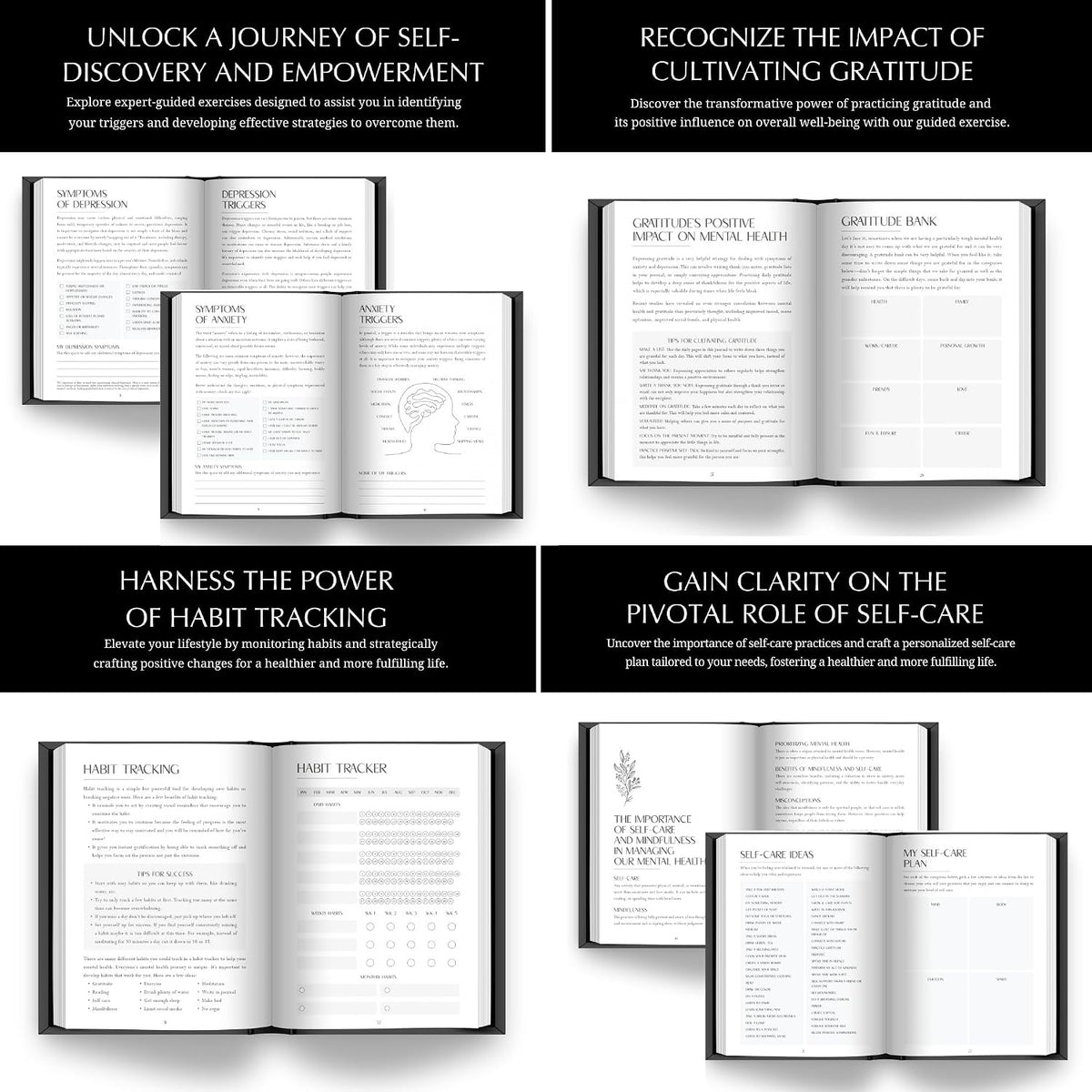 Mental Health Journal - 100-Day Guided Journal with Prompts for Self-Care, Mindfulness, Anxiety & Depression relief - Mood, Wellness & Emotions Trackers